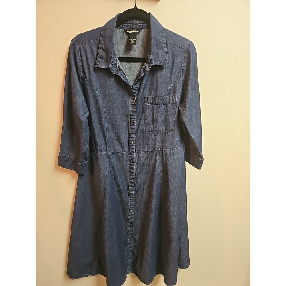Y2K Millenium Dress Womens‎ Size Large Denim Button Up Long Cottagecore Boho